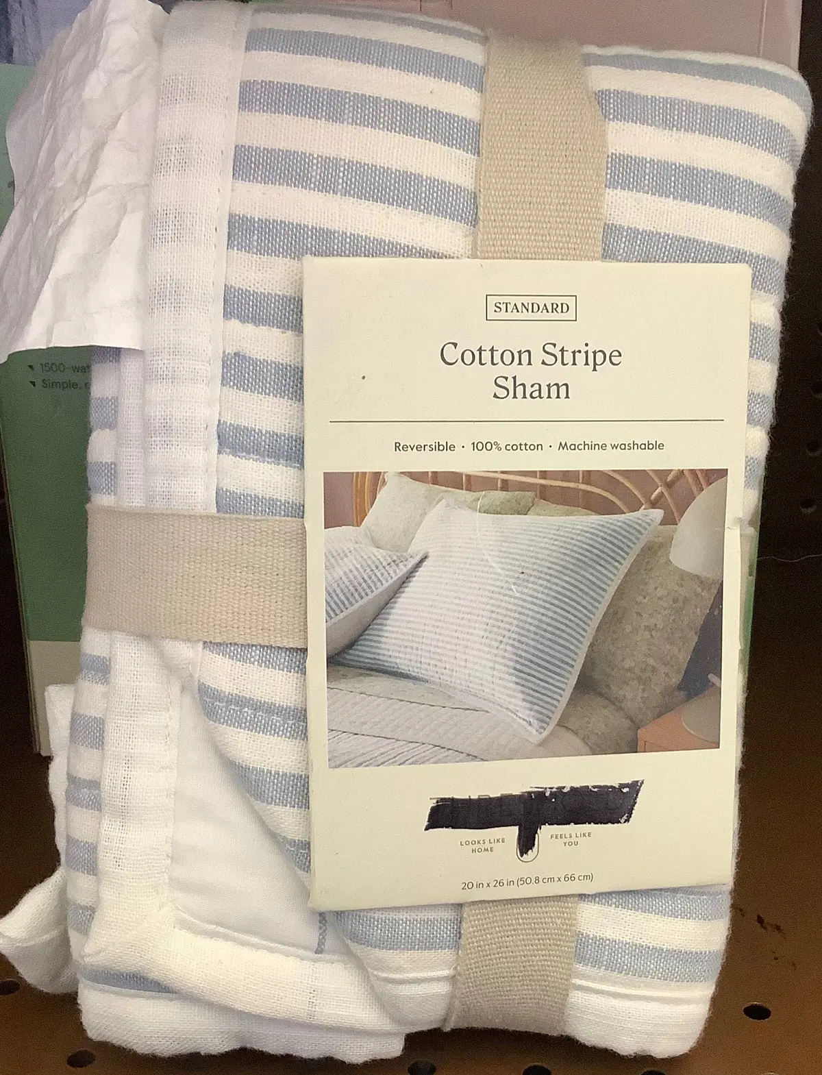 Standard Reversible Cotton Stripe Quilt Sham Light Blue 1