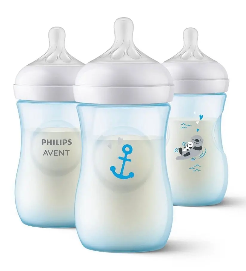 Philips Avent 3Pk Natural Baby Bottle With Natural Response
Nipple - Blue Otter/Anchor - 9Oz 1