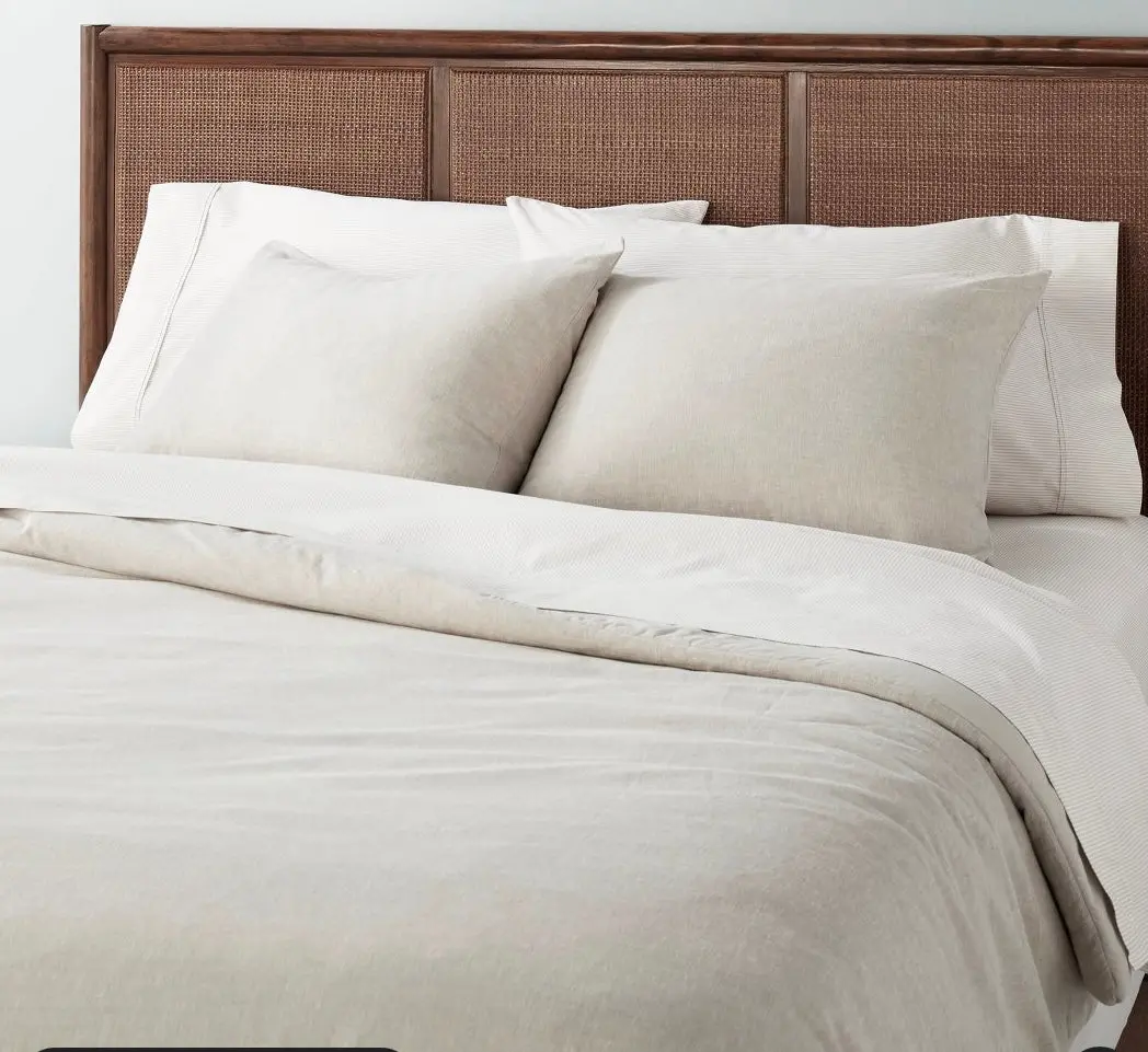 3Pc Full/Queen Linen Blend Comforter Set Twilight Taupe 1