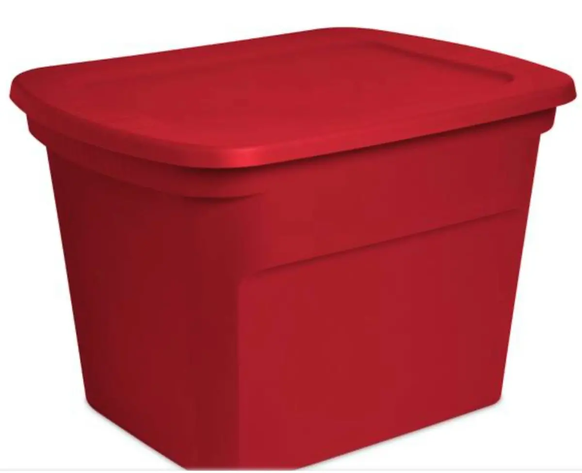 Set Of 8 Sterilite 18 Gallon Totes Box Plastic With Lid, Red 1