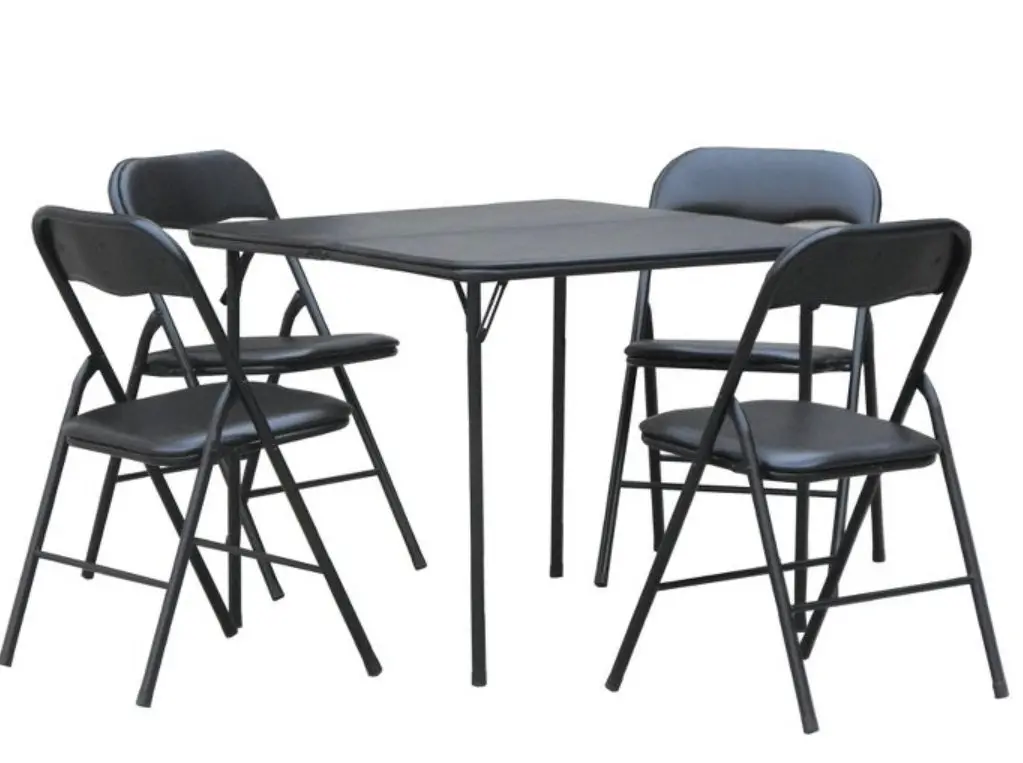 5Pc Folding Table Set Black - Plastic 1