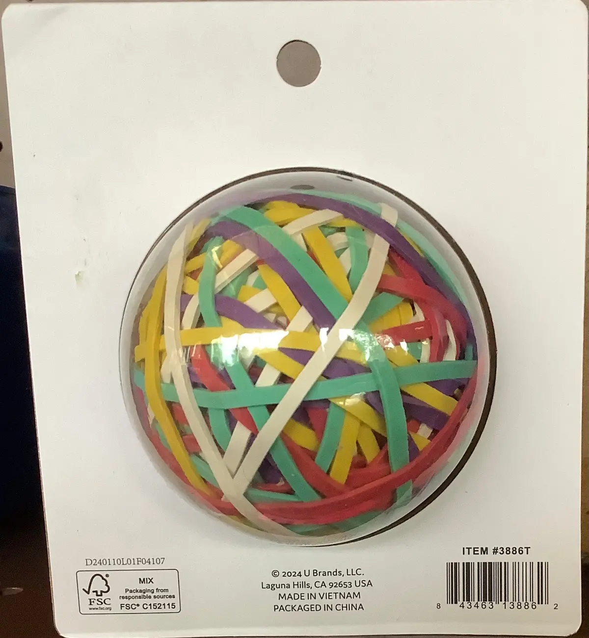 U Brands 275Ct Rubber Band Ball Assorted Colors 1