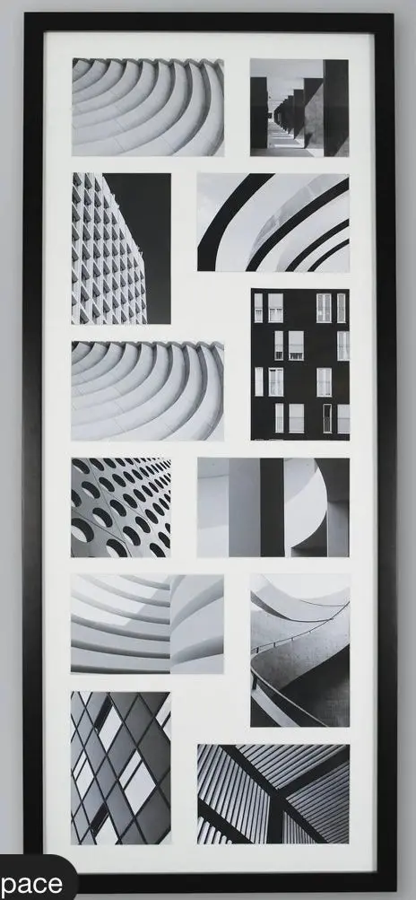 33"X14" Thin Collage Holds 12 Photo Frame Black 1
