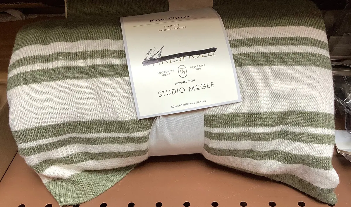 Framed Jacquard Knit Throw Blanket Sage Green/Cream - Clearance 1