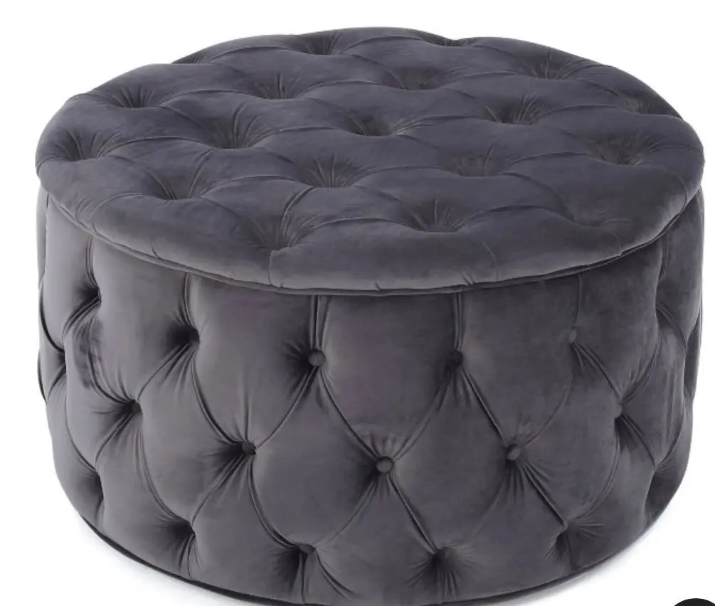 Zelfa New Velvet Ottoman Gray As Is 1