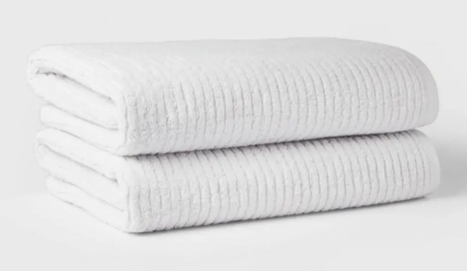 2Pk Quick Dry Ribbed Bath Towel Set
Light Gray 1