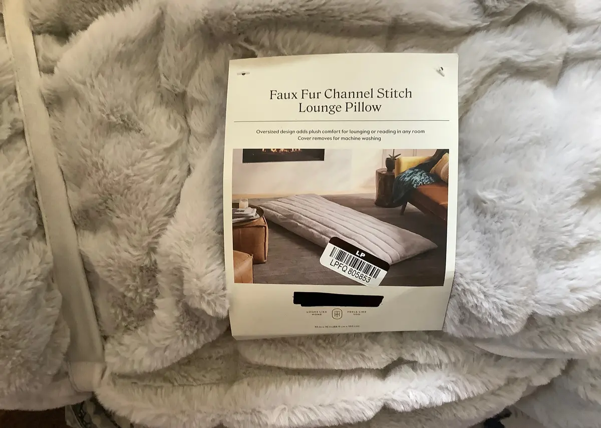 Oversized Oblong Faux Fur Channeled Decorative Throw
Pillow Light Gray 1