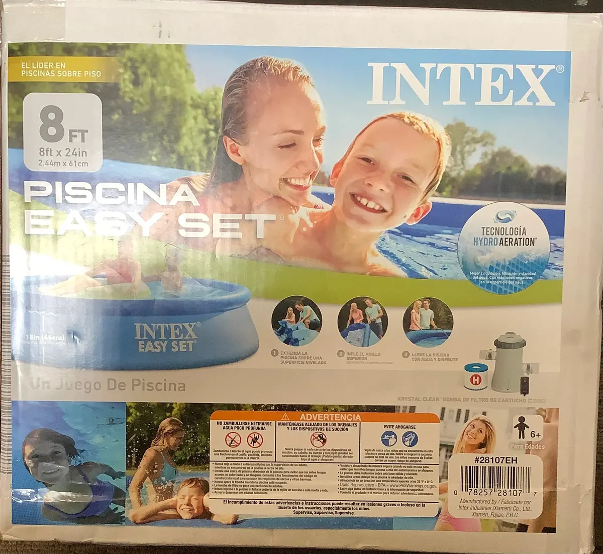 Intex 8' X 24" Easy Set Round Inflatable Above Ground Pool With Filter Pump 1