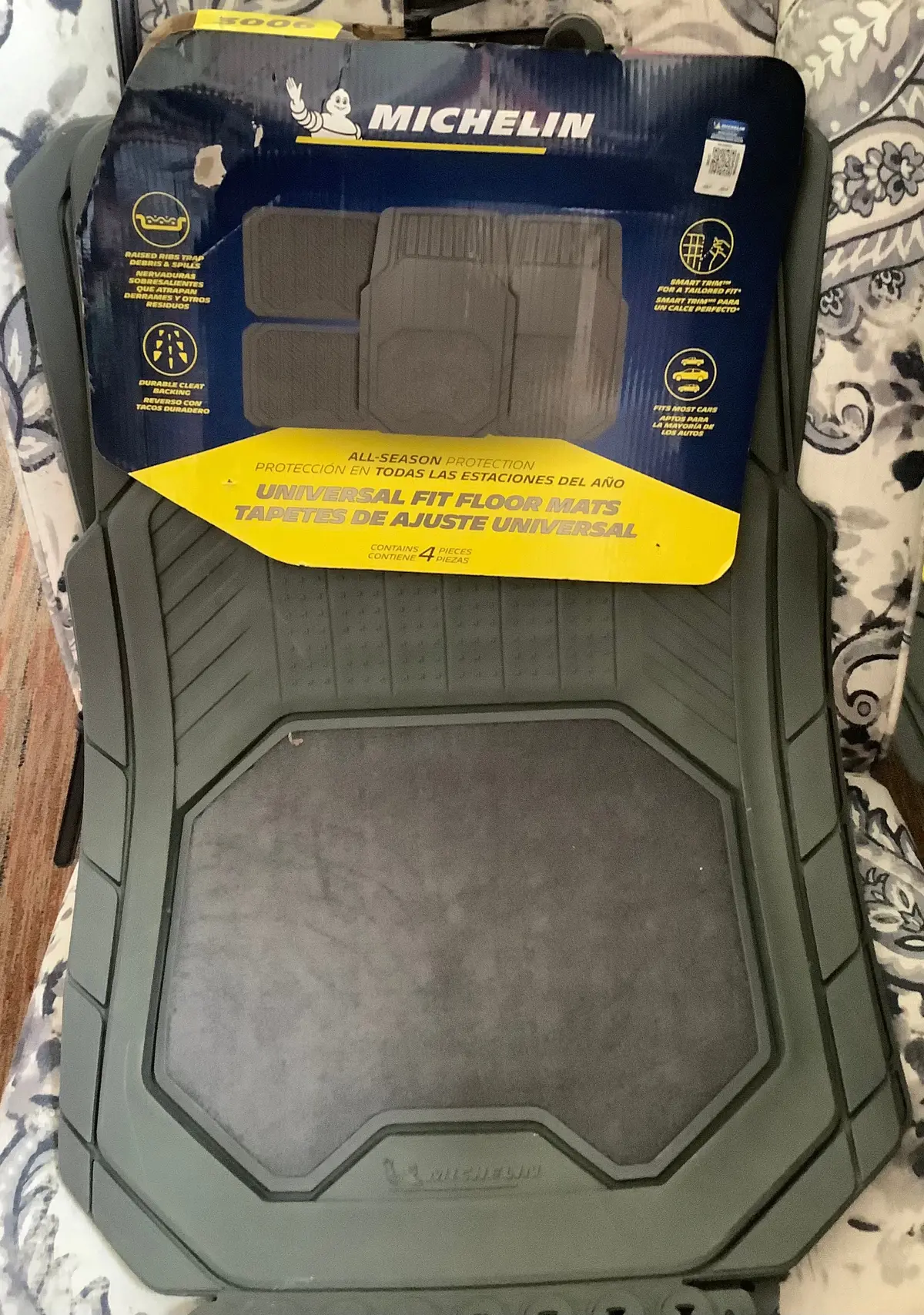 Michelin 19"X34" 4Pc Rubber Floormat Set Gray 1