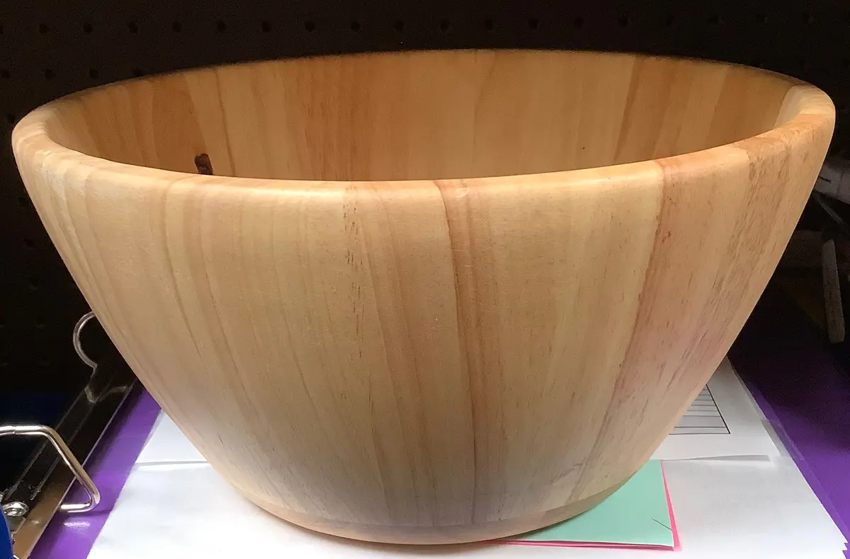 95Oz Wooden Serving Bowl Natural: Rubberwood, Hand Wash 1