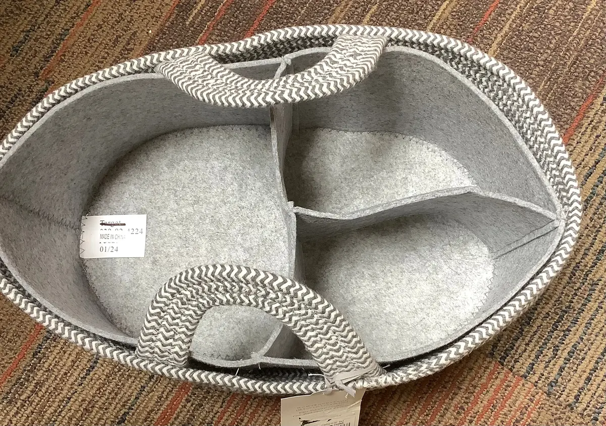 Coiled Rope Diaper Caddy With Dividers-Blue/Gray 1