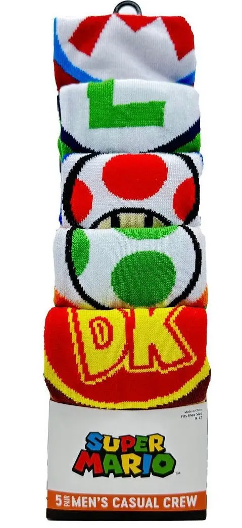 Super Mario 5Pk Crew Sock Bundle 1