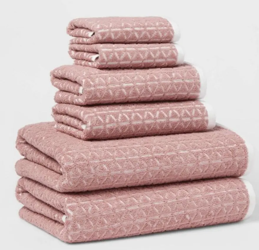 6Pc Boho Bath Towels And Washcloths
Set Mauve 1