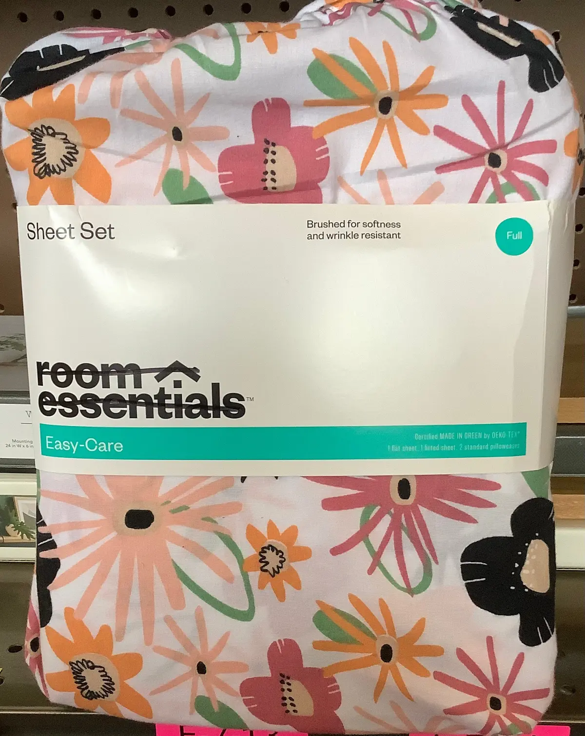 Floral Brushed Sheet Set | Color: Pink/White Full 1