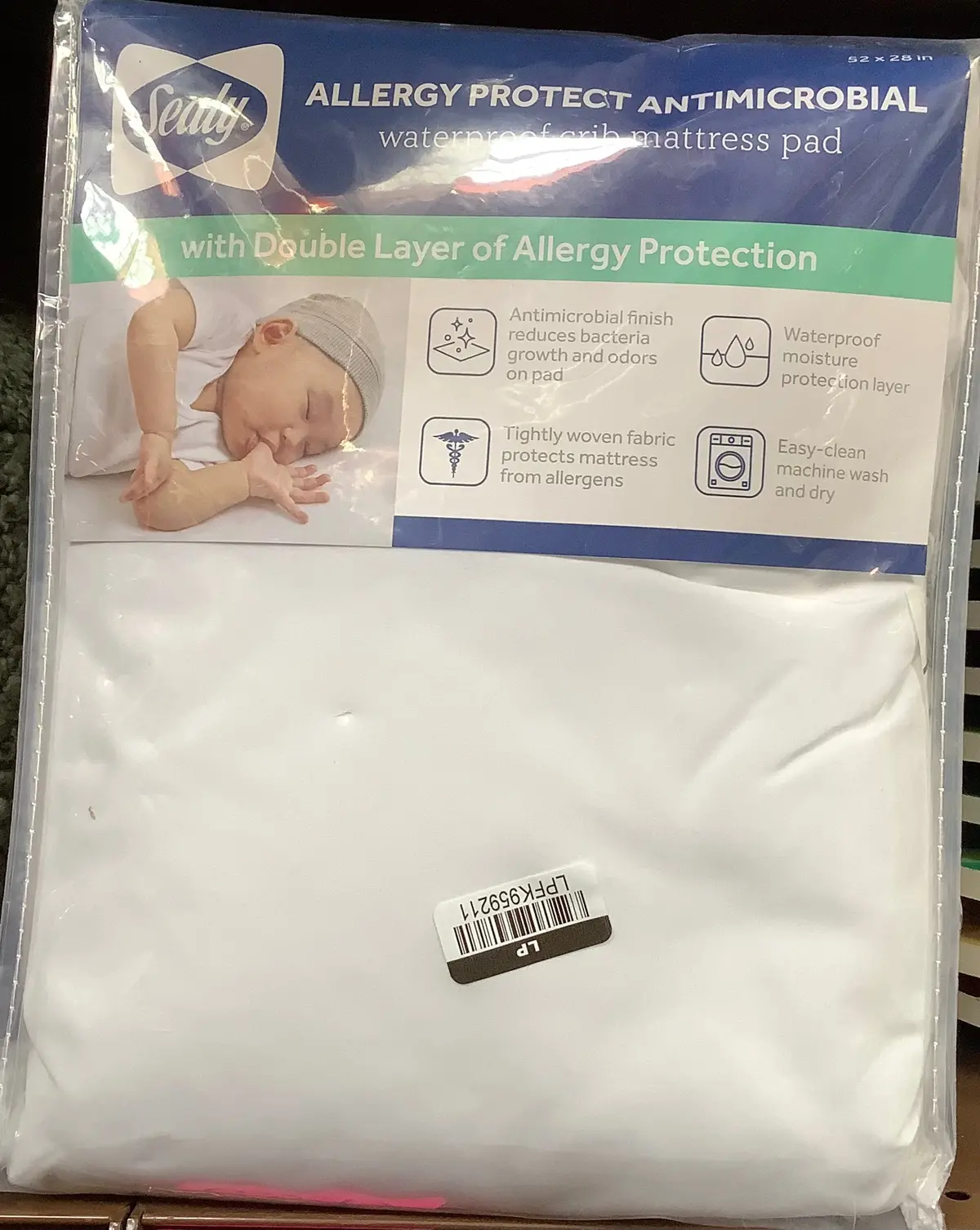Sealy Allergy Protect Antimicrobial
Waterproof Crib Mattress Pad 1