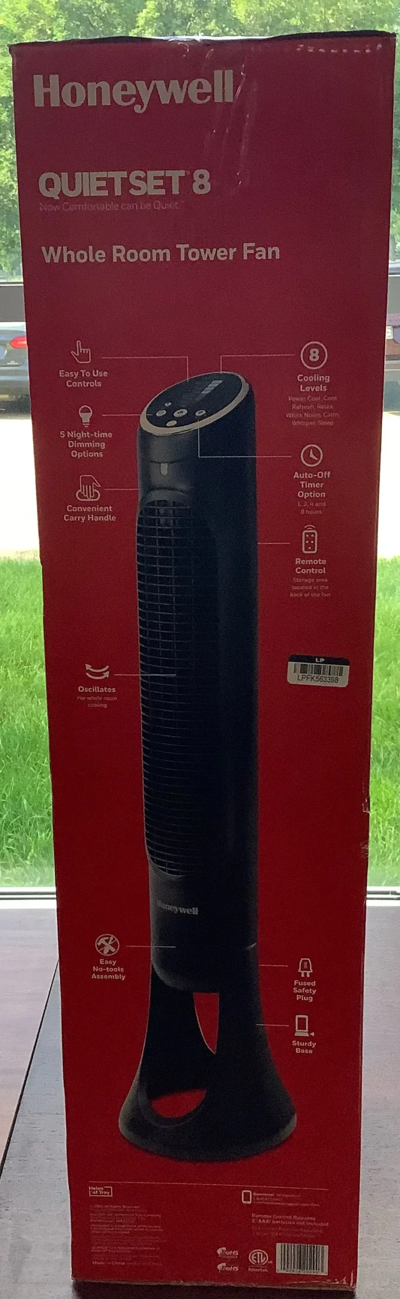 Black Honeywell Quiet Set 8-Speed Oscillating Tower Fan No Box 1