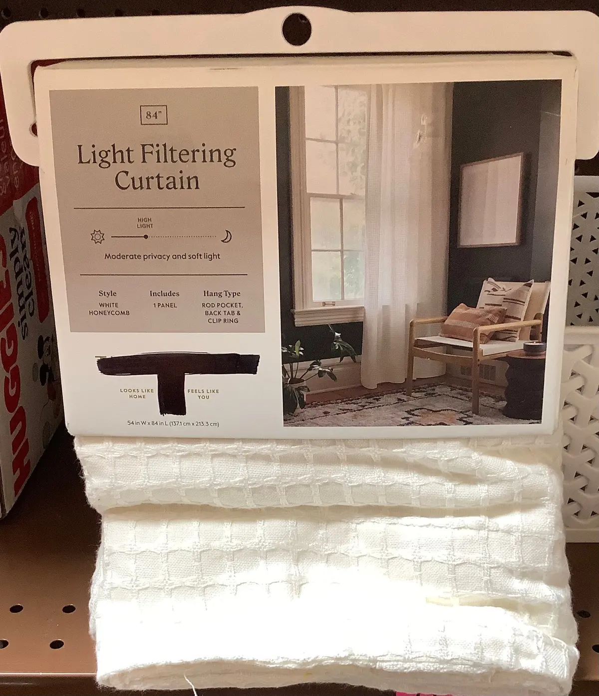 54"X84" Light Filtering Honeycomb Window Curtain Panel
White 1