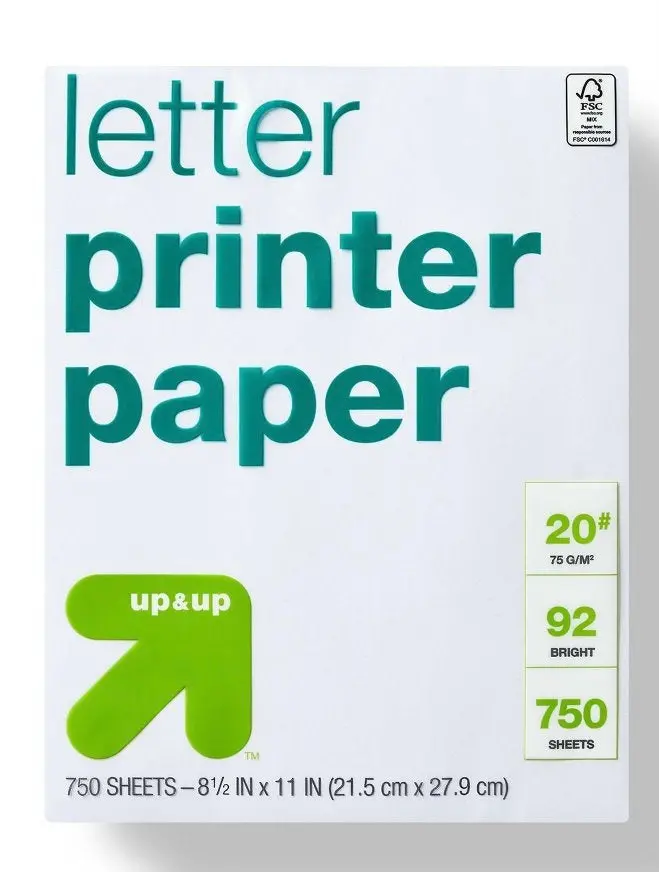 750 Sheets Letter Printer Paper White 1