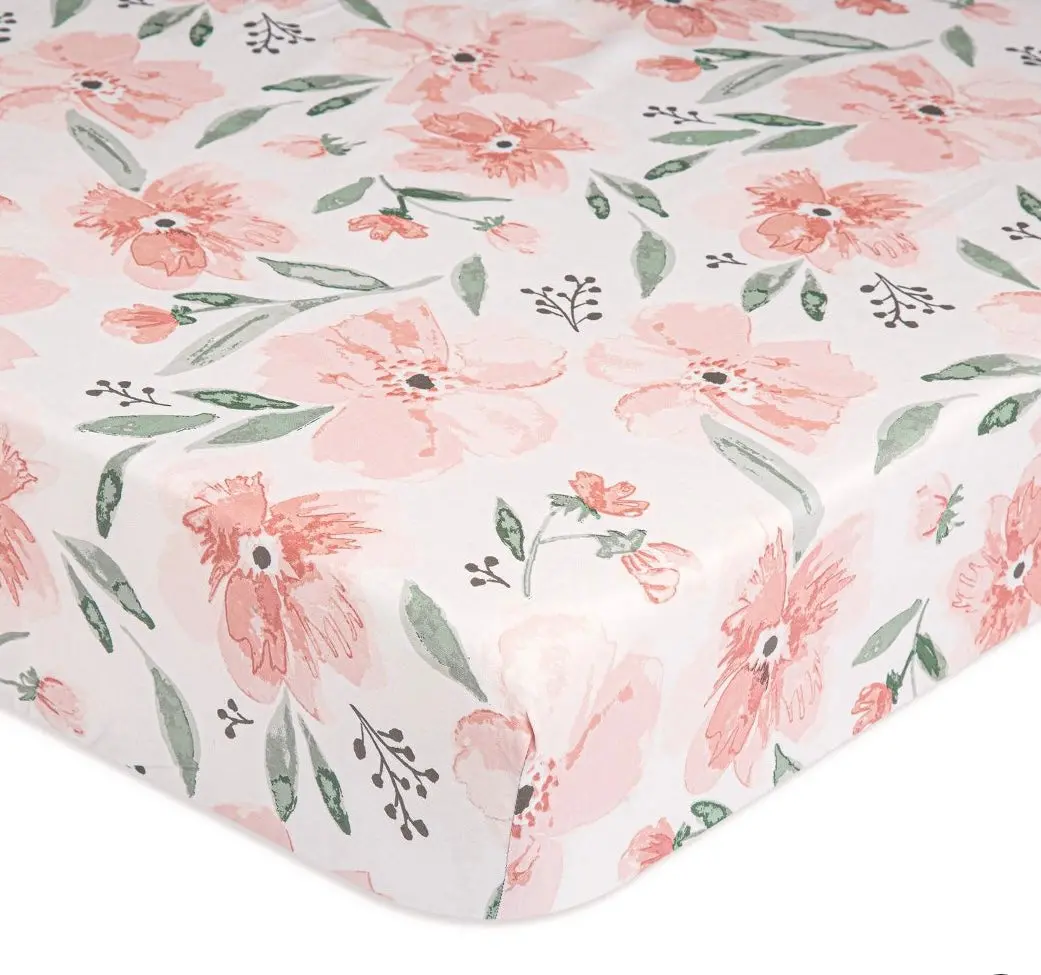 Crane Baby Cotton Sateen Fitted Crib Sheet - Parker Floral 1