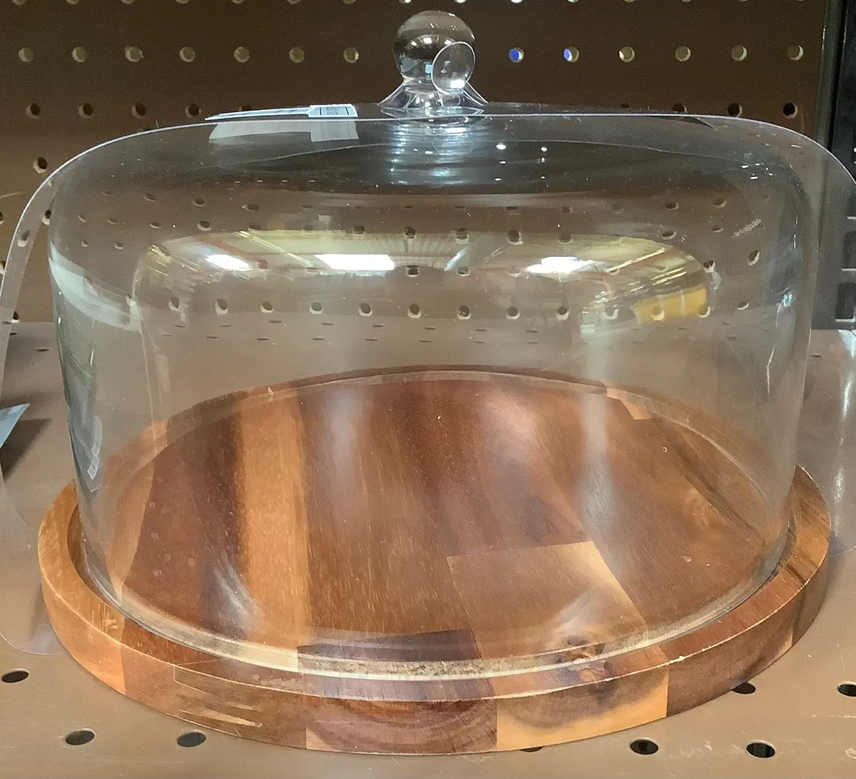 9" Wood & Glass Covered Dessert Storage Brown 1