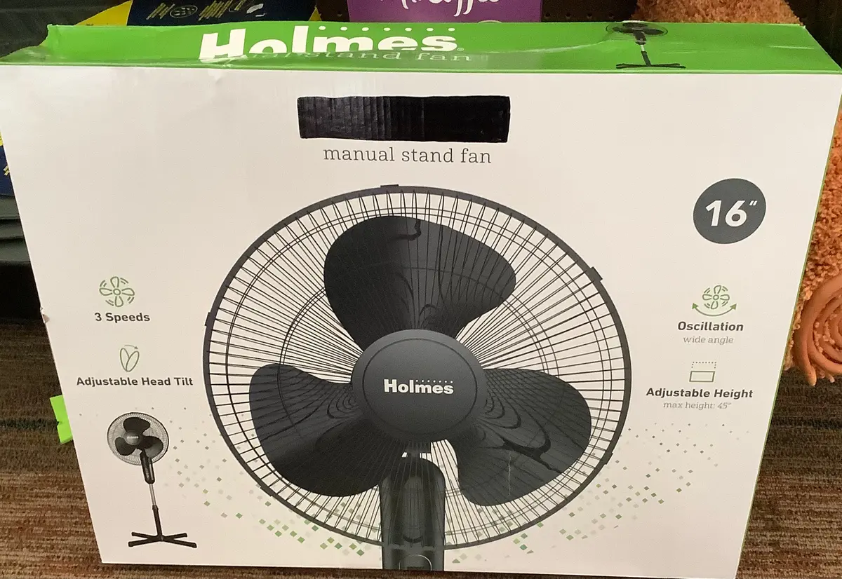 Holmes 16" Oscillating 3 Speed Manual Stand Fan Black 1
