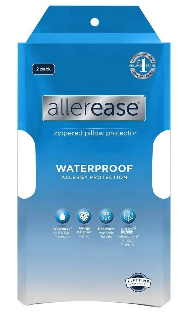 Allerease 2-Pack Waterproof Pillow Protector - White (Standard/Queen) 1
