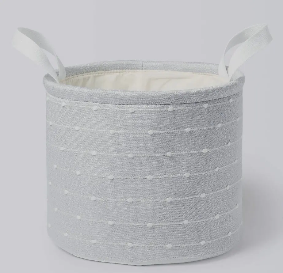 Medium Round Bin With Slub Stitching - Gray 1