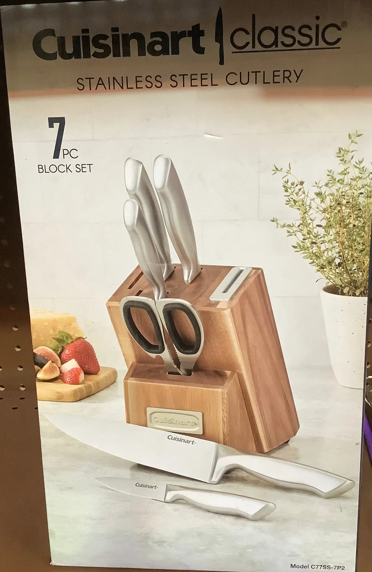 Cuisinart Classic 7Pc Stainless Steel Hollow Handle Essentials Knife Block Set With Built In Sharpener Silver 1