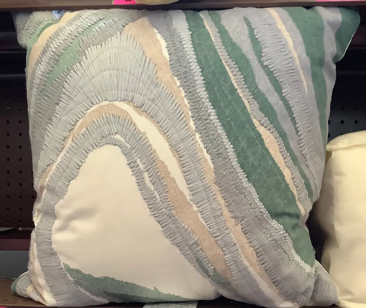 Tonal Patterned Chunky Embroidered Cotton Square Throw
Pillow Blue 1