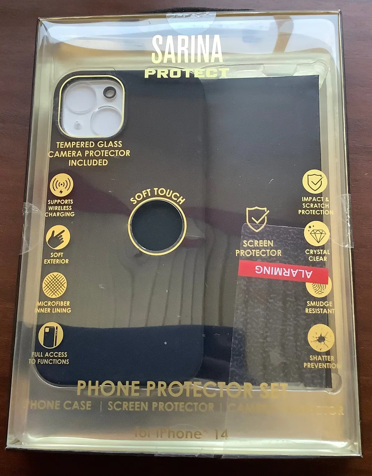 Sarina Iphone 14 Black Phone Protector Set Case 1