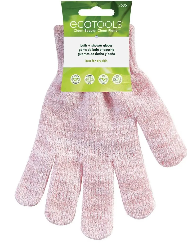 Ecotools Exfoliating Shower Gloves - Pink 1