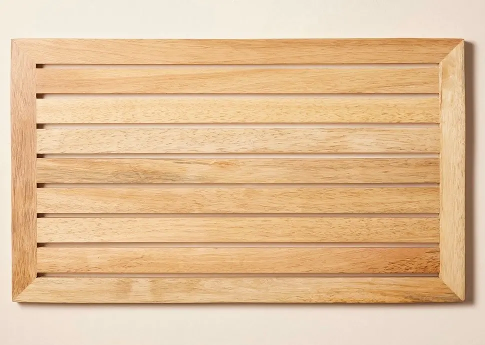 14"X23" Wooden Slat Bath Mat Brown 1