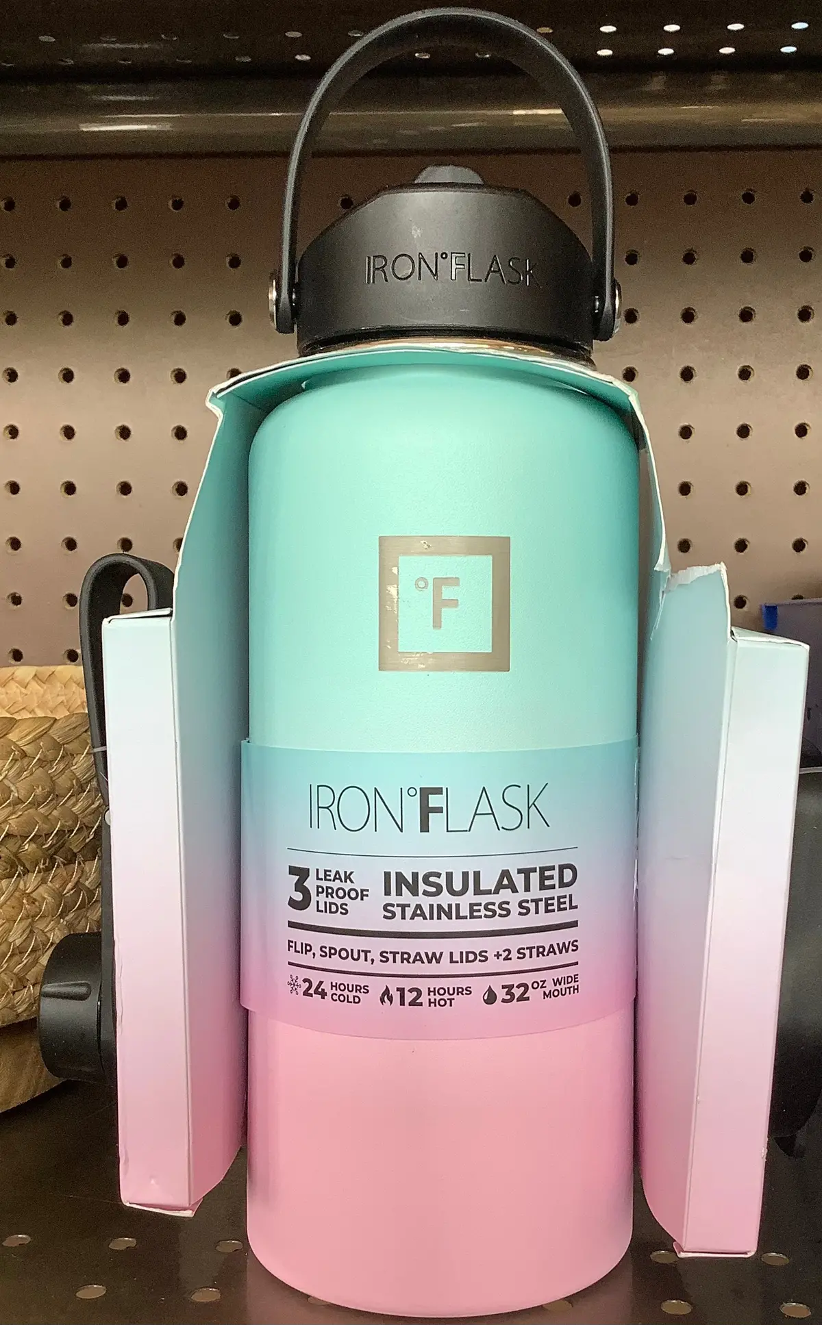 Iron Flask 32Oz Wide Mouth Sports Water Bottle - 3 Lids, Leak Proof, Double Walled Vacuum Insulated - Bubble Gum 1