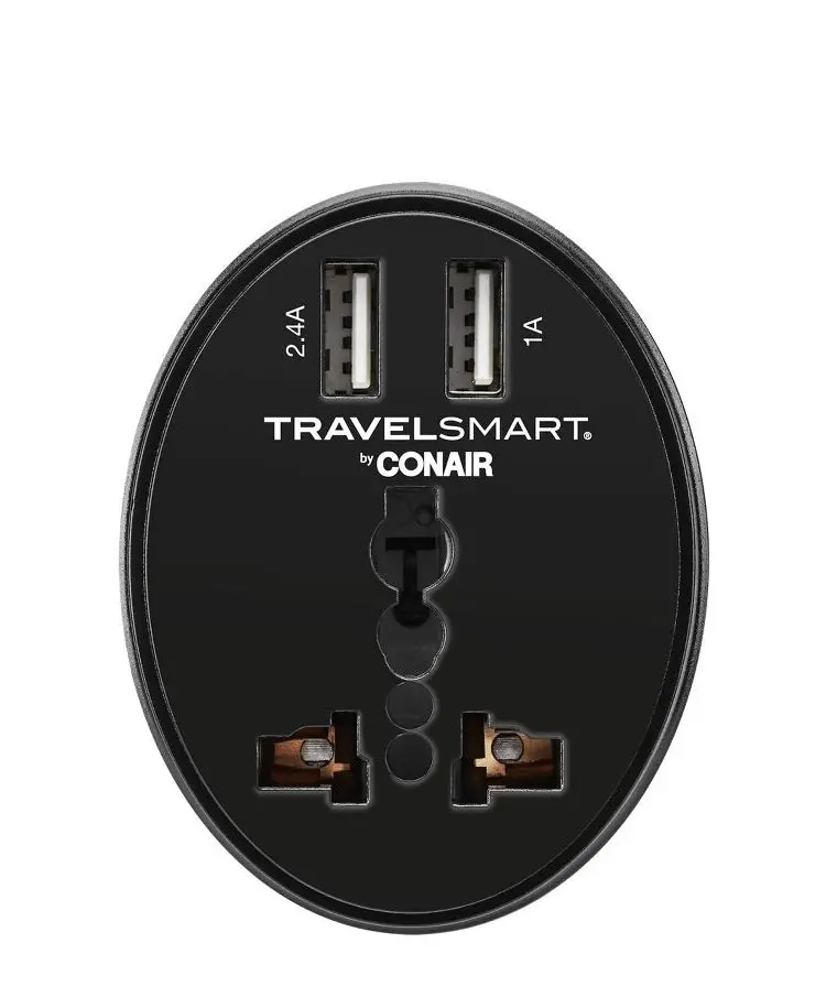 Travel Smart By Conair Eu Adapter Plug With Outlet And 2
Usb Ports 1