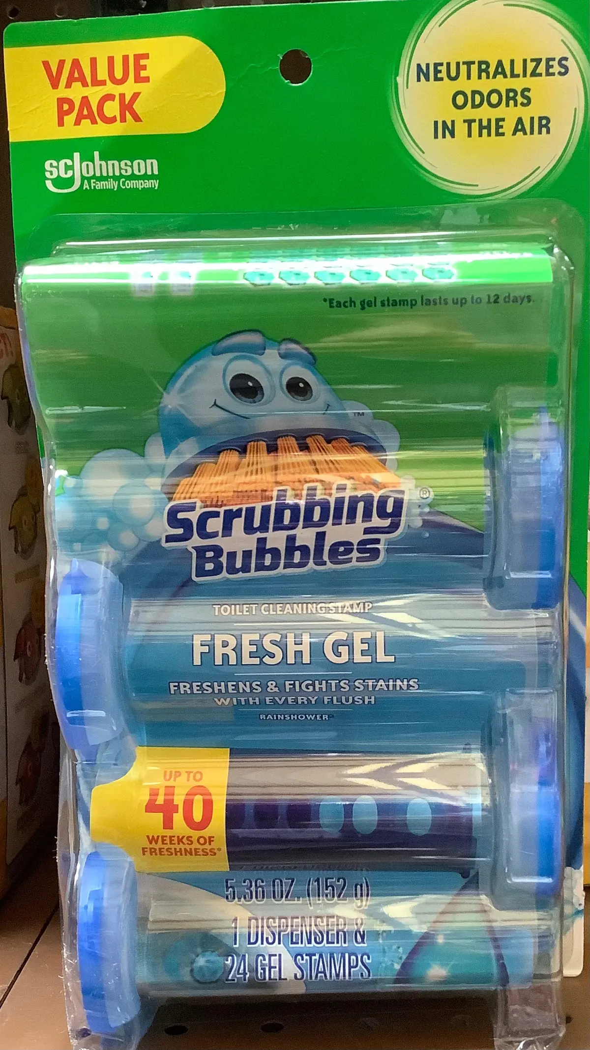 Scrubbing Bubbles Rainshower Scent Fresh Gel Toilet
Cleaning Stamp - 24Ct 1