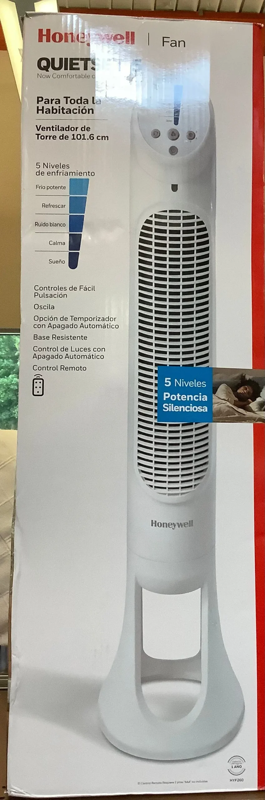 White Honeywell Quiet Set 5-Speed Tower Fan Oscillating No Box 1