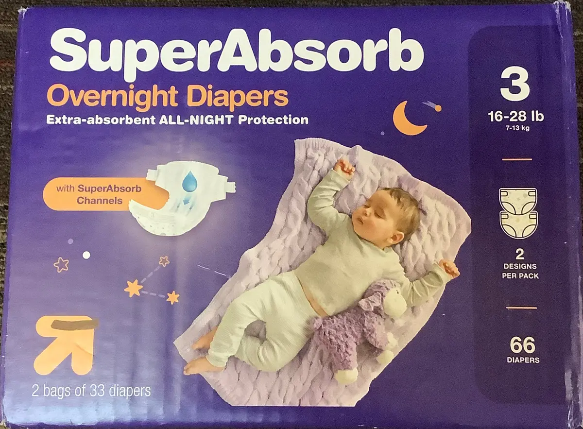 Disposable Overnight Diapers Giant Pack- Size 3 66Ct 1