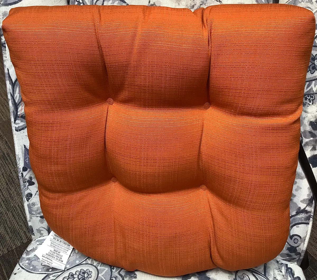 Outdoor/Indoor Sundeck Orange Wicker Seat Cushion (Set Of 2) - Pillow Perfect 1