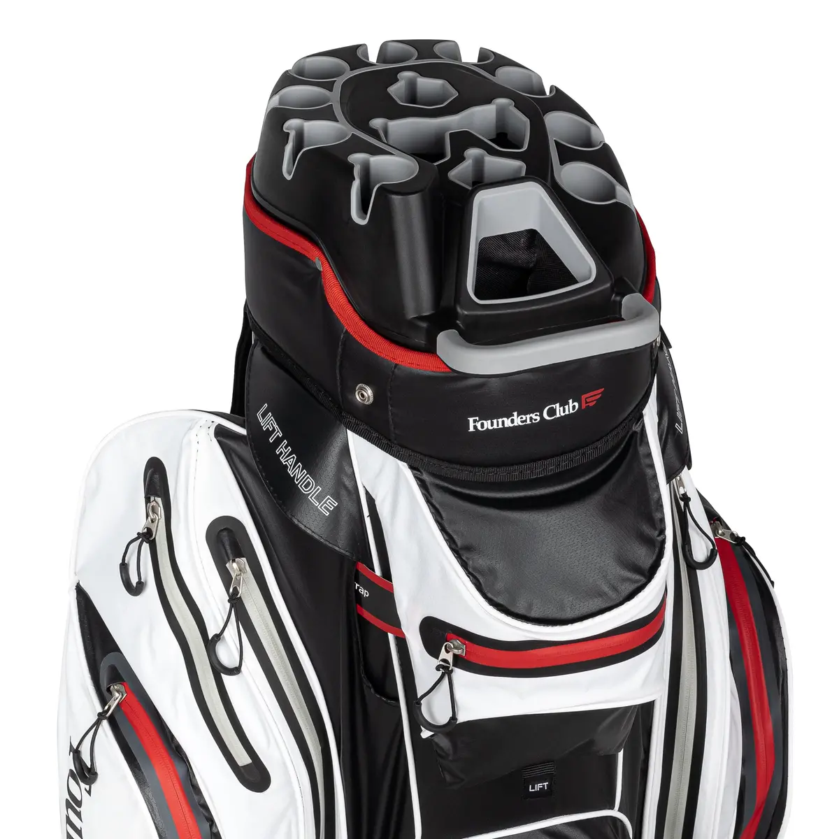 Founders Club 3Rd Gen Premium Organizer 14 Way Golf Cart Bag - White/Red Waterproof 1