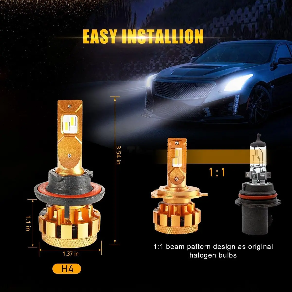 For 2007-2014 Gmc Yukon F-16 Plus Series Built-In Canbus Automotive Grade 14000Lm Led Light Bulbs High Low Beam Bundle 10