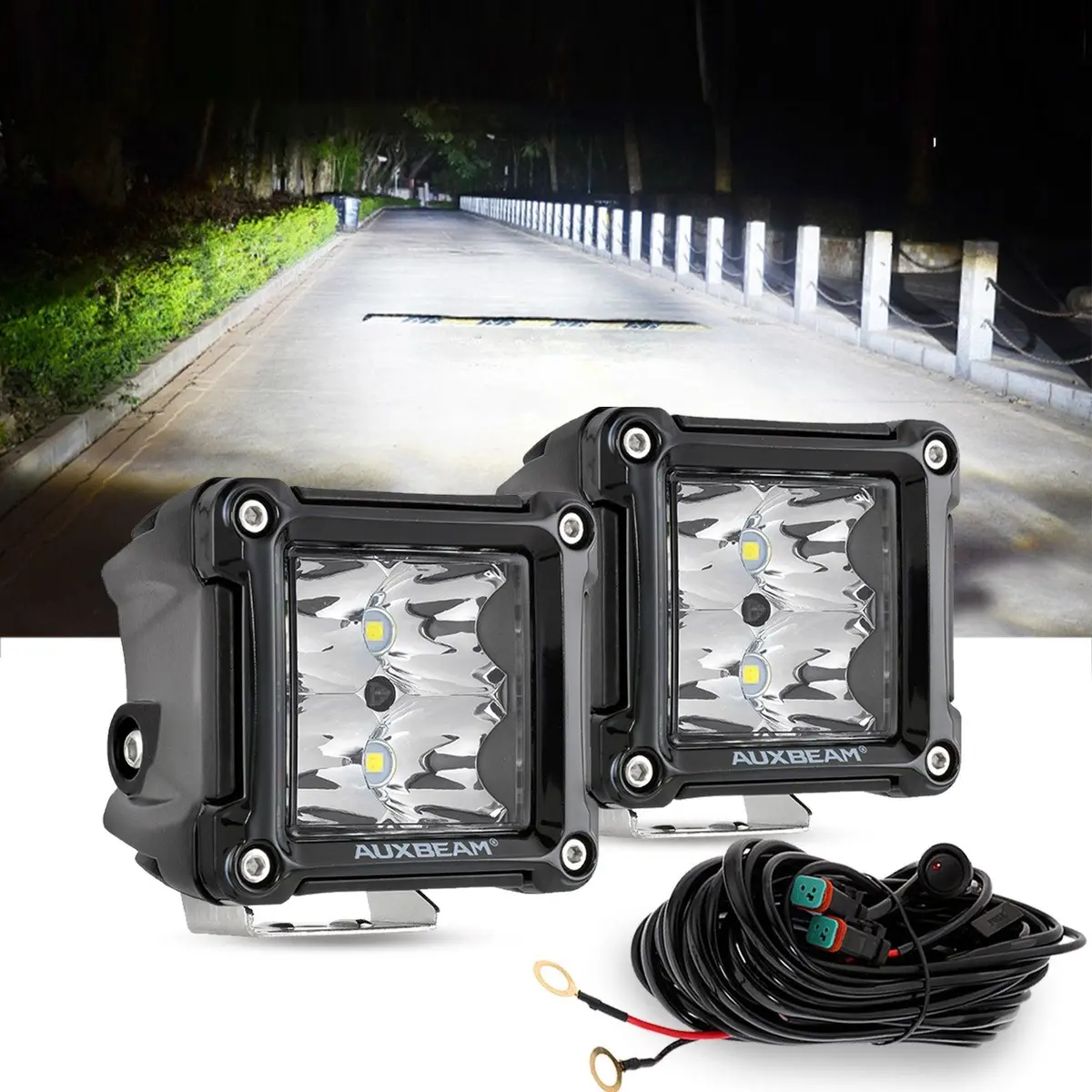 3" 40W Led Pods Light Spot/Flood With Wiring Harness For Suv Atv Utv Trucks Pickup Boat 1