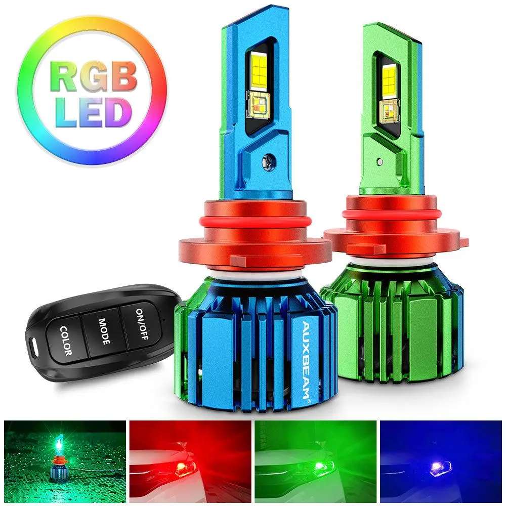 🆕9005/Hb3 Rgb Led Headlight Bulbs/Drl/Fog Light R7 Series 70W 25000Lm 6500K Cool White + Rgb Remote Control | 2 Bulbs 1