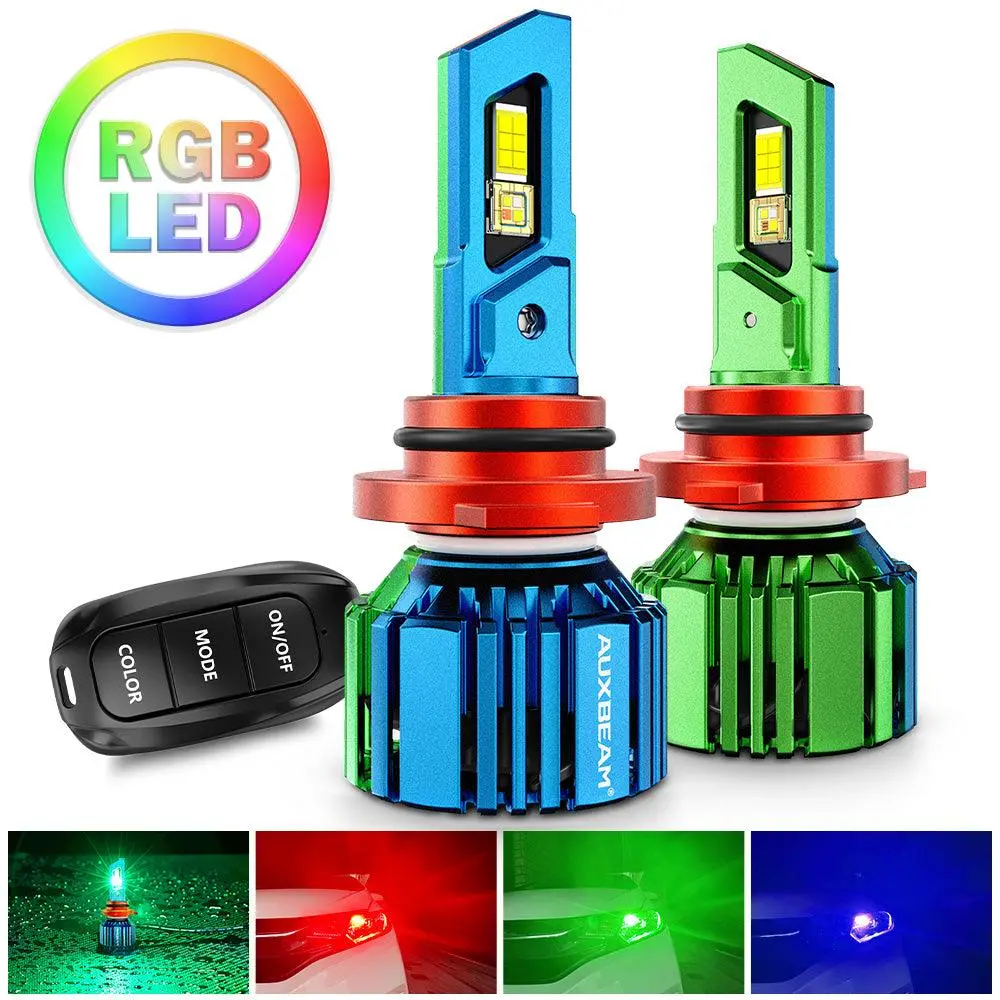 🆕9006/Hb4 Rgb Led Headlight Bulbs/Drl/Fog Light R7 Series 70W 25000Lm 6500K Cool White + Rgb Remote Control | 2 Bulbs 1
