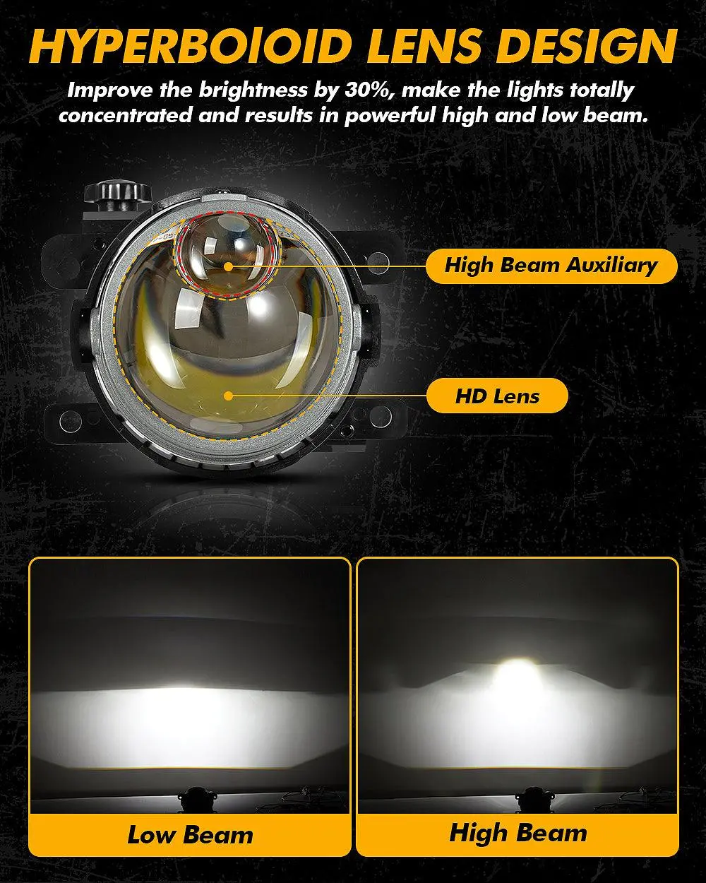 2012-2022 Toyota Tacoma Bi-Led Projector Lens Fog Light - 3 Inch 83W 6000K Hyperboloid Lens 2