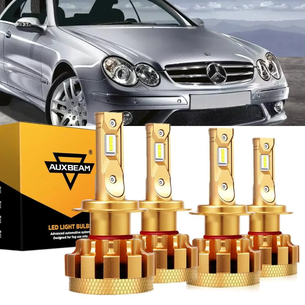 For 2007-2009 Mercedes-Benz Clk550 With Halogen Headlamps F-16 Plus Series Built-In Canbus Led Light Bulbs High Low Beam Bundle 1