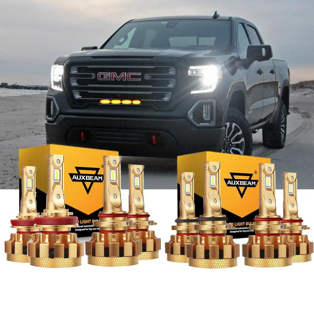 For Gmc Sierra 1500 F-16 Plus Series Built-In Canbus Automotive Grade 14000Lm Led Light Bulbs High Low Beam Bundle 1
