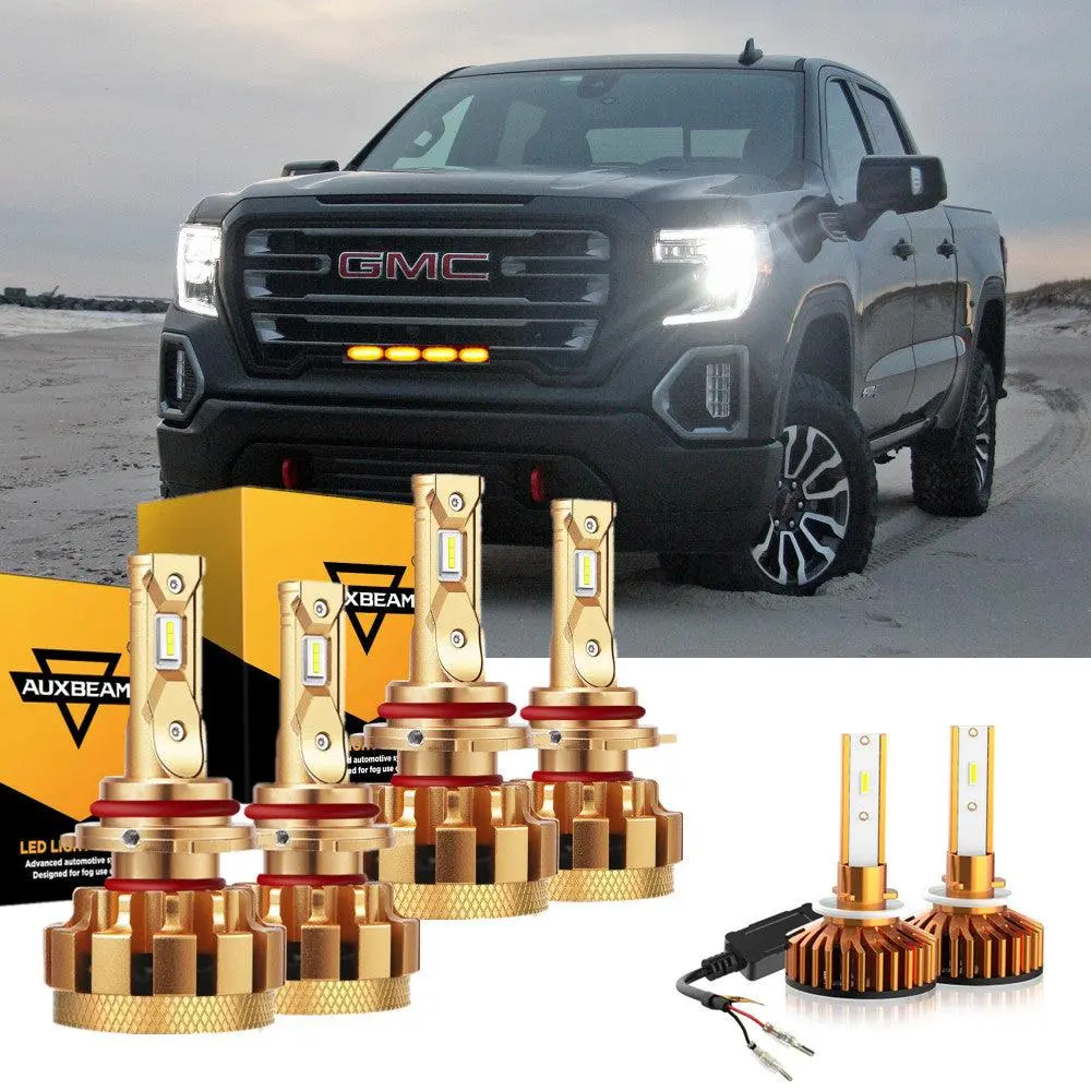 For 2002 Gmc Sierra 1500 (Denali) F-16 Plus Series Built-In Canbus Automotive Grade 14000Lm Led Light Bulbs High Low Beam Bundle 1