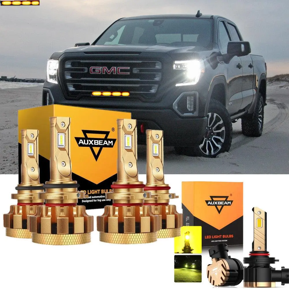 For 2003-2006 Gmc Sierra 1500 (Base Ht Sl Sle Slt Wt Hybrid) F-16 Plus Series Built-In Canbus Automotive Grade 14000Lm Led Light Bulbs High Low Beam Bundle 3