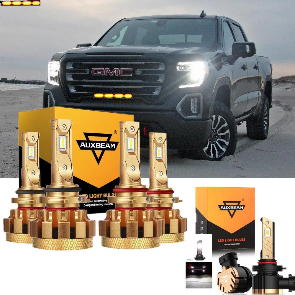 For 2003-2006 Gmc Sierra 1500 (Base Ht Sl Sle Slt Wt Hybrid) F-16 Plus Series Built-In Canbus Automotive Grade 14000Lm Led Light Bulbs High Low Beam Bundle 1