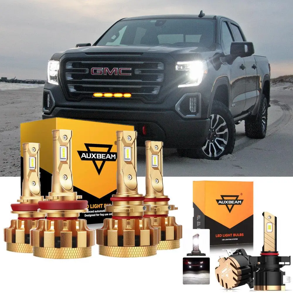 For 2007-2008 Gmc Sierra 1500 (Denali Sle Slt Wt) F-16 Plus Series Built-In Canbus Automotive Grade 14000Lm Led Light Bulbs High Low Beam Bundle 2